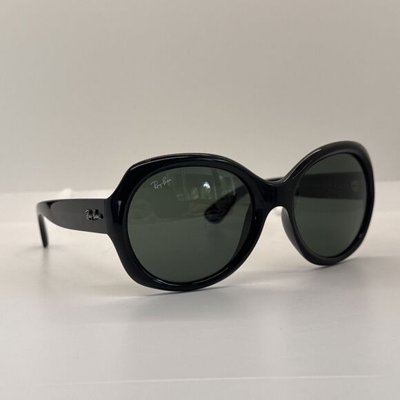 Ray Ban RB4191 601/71 Black Round Gray Oversized Sunglasses 57-19 135 Jackie O - Picture 1 of 12